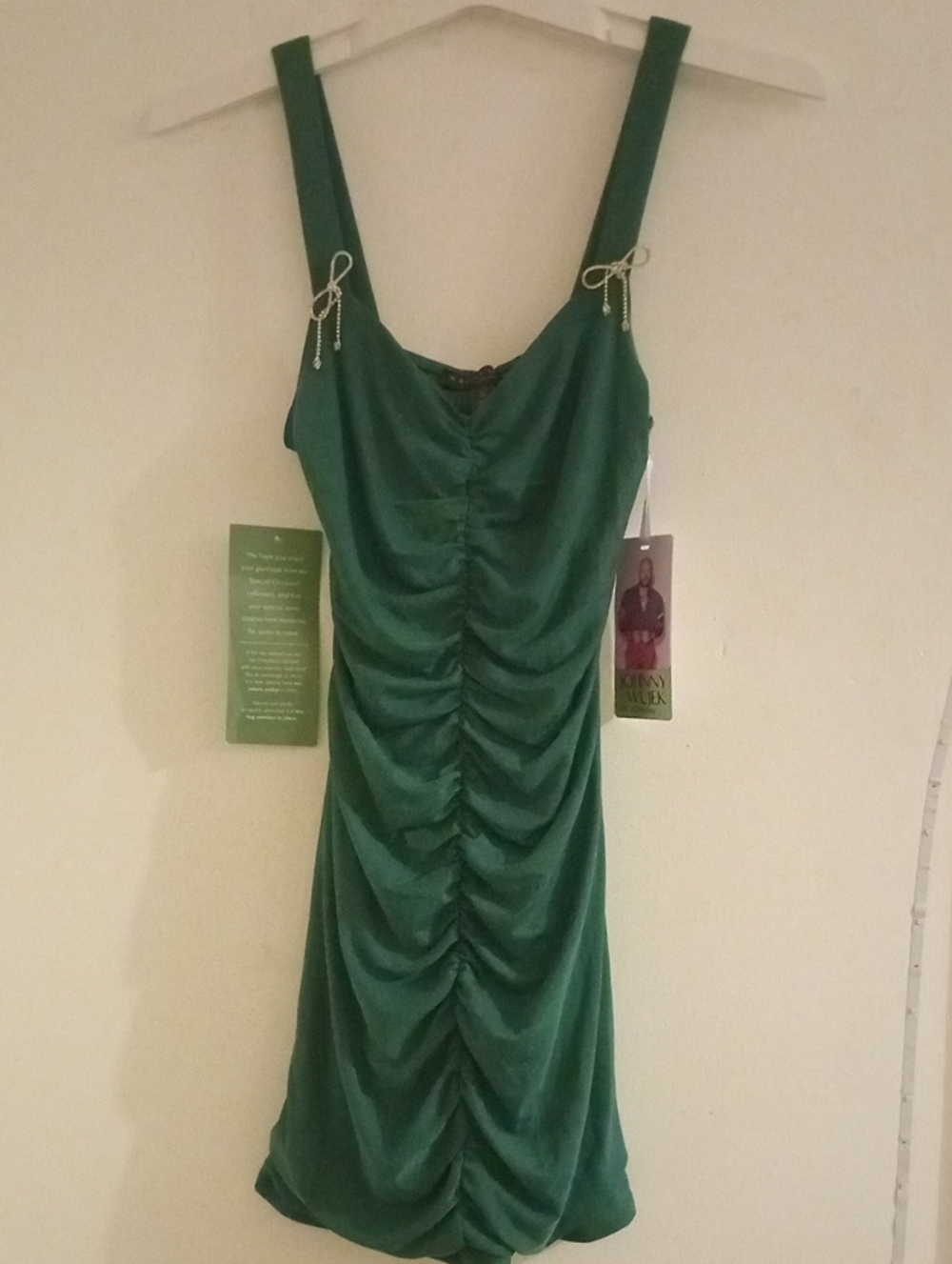 Johnny Wujek Jcpenny Green Ruched Slip Dress Women Size S